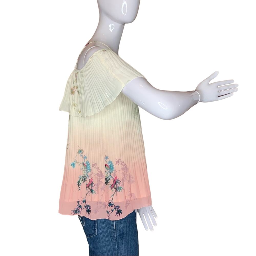 LC Lauren Conrad Blouse Size S cold shoulder veil ombre floral… - Picture 7 of 10